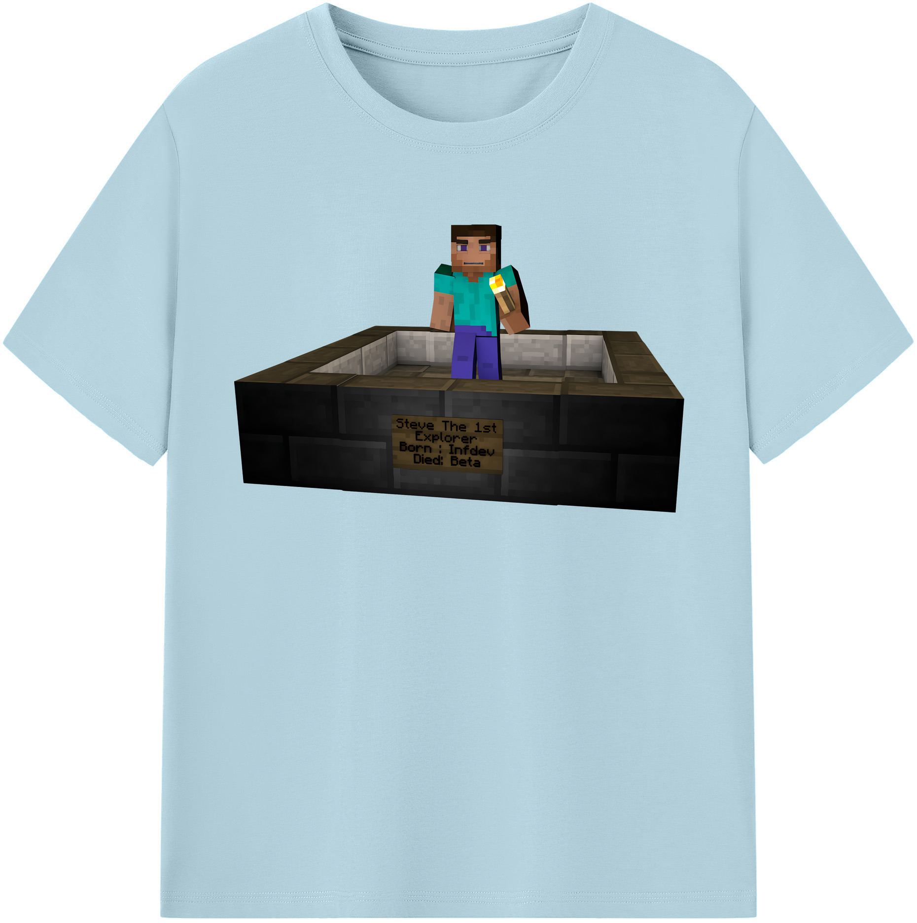 （画像用） マインクラフト ブロックの世界 Minecraft MC Block world 綿100％半袖Tシャツ（フロントプリント）
